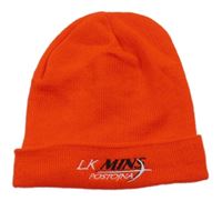 Červená pletená čepice s výšivkou 