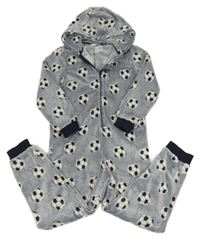 Tmavomodrá vzorovaná chlupatá kombinéza s míči a kapucí M&S