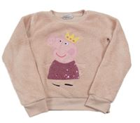 Růžová chlupatá mikina s Peppou 