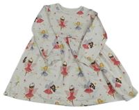 Bílo-barevné teplákové šaty s vílami F&F