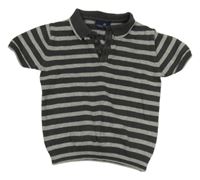 Šedé pruhované pletené polo tričko Next