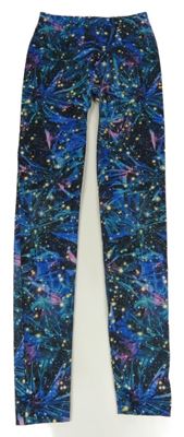 Černo-modré vzorované sportovní legíny 