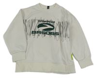 Smetanová mikina se vzorem a zeleným nápisem 