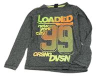 Tmavoěedé melírované triko s číslem a nápisem Chapter young