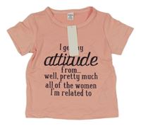 Nové - světlerůžové tričko s nápisem shein