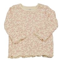 Meruňkové žebrované květované triko F&F