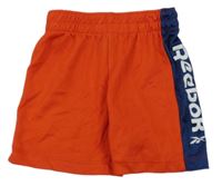 Červené sportovní kraťasy s modrým pruhem a logem Reebok