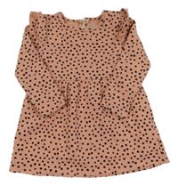 Růžovo-černé puntíkaté šaty s volánky Primark