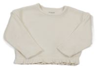 Bílá žebrovaná plyšová crop mikina Primark
