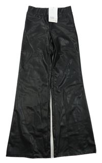 Nové - černé koženkové flare kalhoty H&M