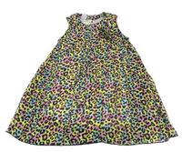 Růžovo-modro-žluto-černé plisované šaty s leopardím vzorem Kiki&Koko