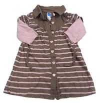Hnědo-růžové pruhované šaty Adams kids