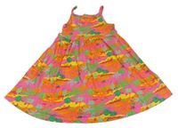 Růžovo-oranžové šaty s palmami Primark