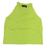 Limetkový žebrovaný úpletový crop top C&A