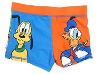 Modro-oranžovo-zeleno-žluté nohavičkové chlapecké plavky s Mickeym a kamarády Disney