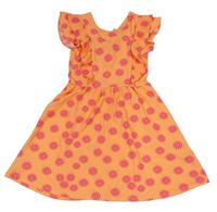 Oranžové květované šaty s volánky Matalan