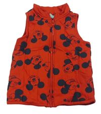 Červená tepláková zateplená vesta s Mickeym Disney
