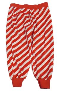 Červeno-bílé pruhované plyšové pyžamové kalhoty F&F