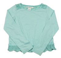 Světlemodré crop triko s krajkou H&M