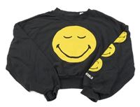 Antracitová crop mikina se smajlíky H&M