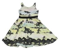 Černo-barevné šaty s mraky a koníky H&M