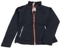 Nové - Tmavomodrá propínací zateplená mikina s nápisem 