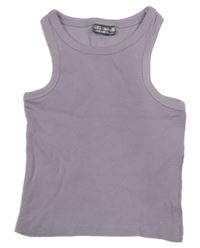 Lila žebrovaný crop top 