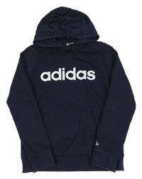 Tmavomodrá mikina s logem a kapucí Adidas