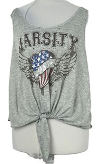 Dámský šedý vzorovaný crop top s logem Denim 