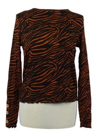 Dámské rezavo-černé vzorované žebrované crop triko Primark 