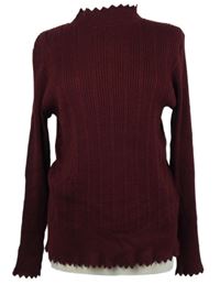 Dámský vínový vzorovaný svetr 