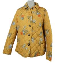 Dámská okrová kytičkovaná šusťáková prošívaná zateplená bunda Bonmarché 