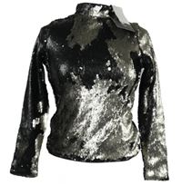 Nové - Dámská černo-stříbrná flitrová petite halenka se stojáčkem Very 