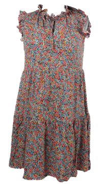 Nové - Dámské modro-růžové kytičkované šaty New Look 