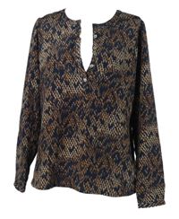 Dámská tmavomodro-hnědá vzorovaná halenka Ellen Amber 