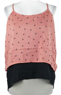 Dámský růžovo-černý top s palmami C&A