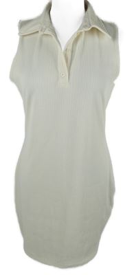 Dámské smetanové žebrované šaty s košilovým límečkem H&M