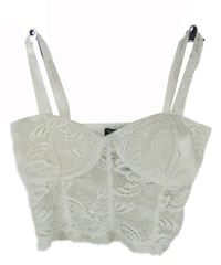 Dámský bílý krajkový crop top Select 