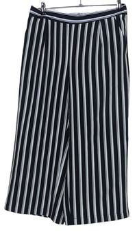 Dámské černo-bílé pruhované culottes kalhoty 