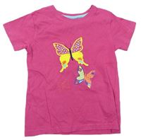 Růžové tričko s motýlky Mountain Warehouse