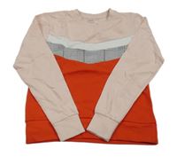 Světlerůžovo-červeno-kostkovaná mikina 