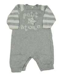 Šedo-bílý pletený overal s nápisem a hvězdičkou Next