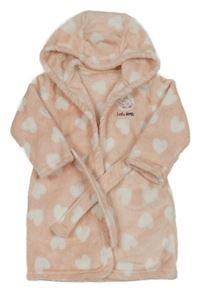 Světlerůžový chlupatý župan s Bambim, srdíčky a kapucí George
