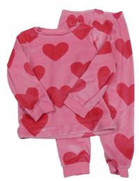 Růžové plyšové pyžamo se srdíčky George