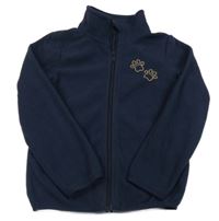 Tmavomodrá fleecová propínací mikina s tlapkami Lupilu