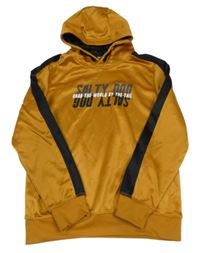 Medová sportovní mikina s nápisem a kapucí 