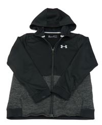 Černo-šedá sportovní funkční propínací mikina s kapucí Under Armour