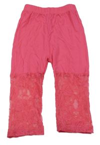 Tmavorůžové capri legíny s krajkou