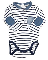 Modro-bílé pruhované body s límečkem 