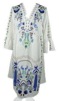 Nové - Dámské bílé šaty se vzorem a madeirou Shein